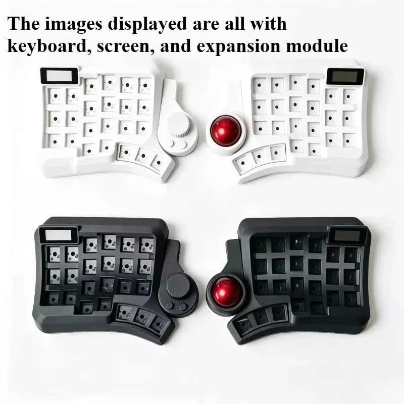 Trackball Bluetooth Curved Split Keyboard Customized PMW3610 3D Printing Case Nice View Screen Dual Mode Separate Keyboard ZMK