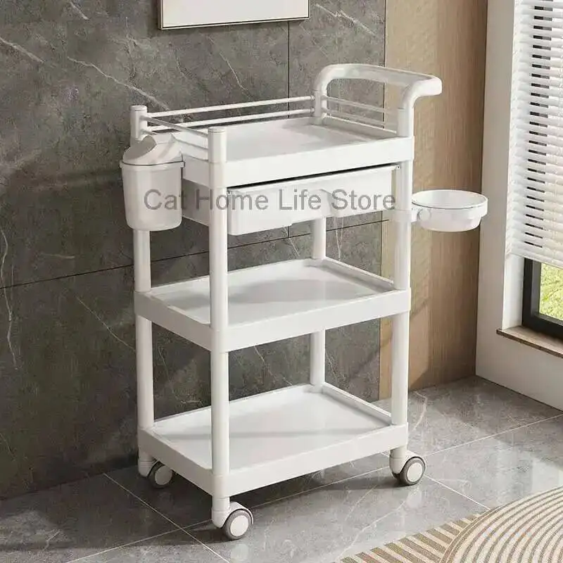 

Salon Tray Cart Clinic Stainless Trolley Steel on Wheels Vintage Nail Furniture Container Hairdressing Cabinet Spa Esthetician
