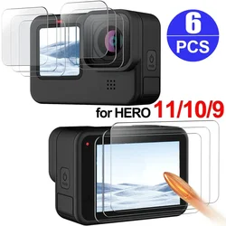 Vidro temperado para go pro hero 12/11/10/9 preto hd transparente protetor de tela anti-arranhões filme temperado para gopro hero 9 10 11