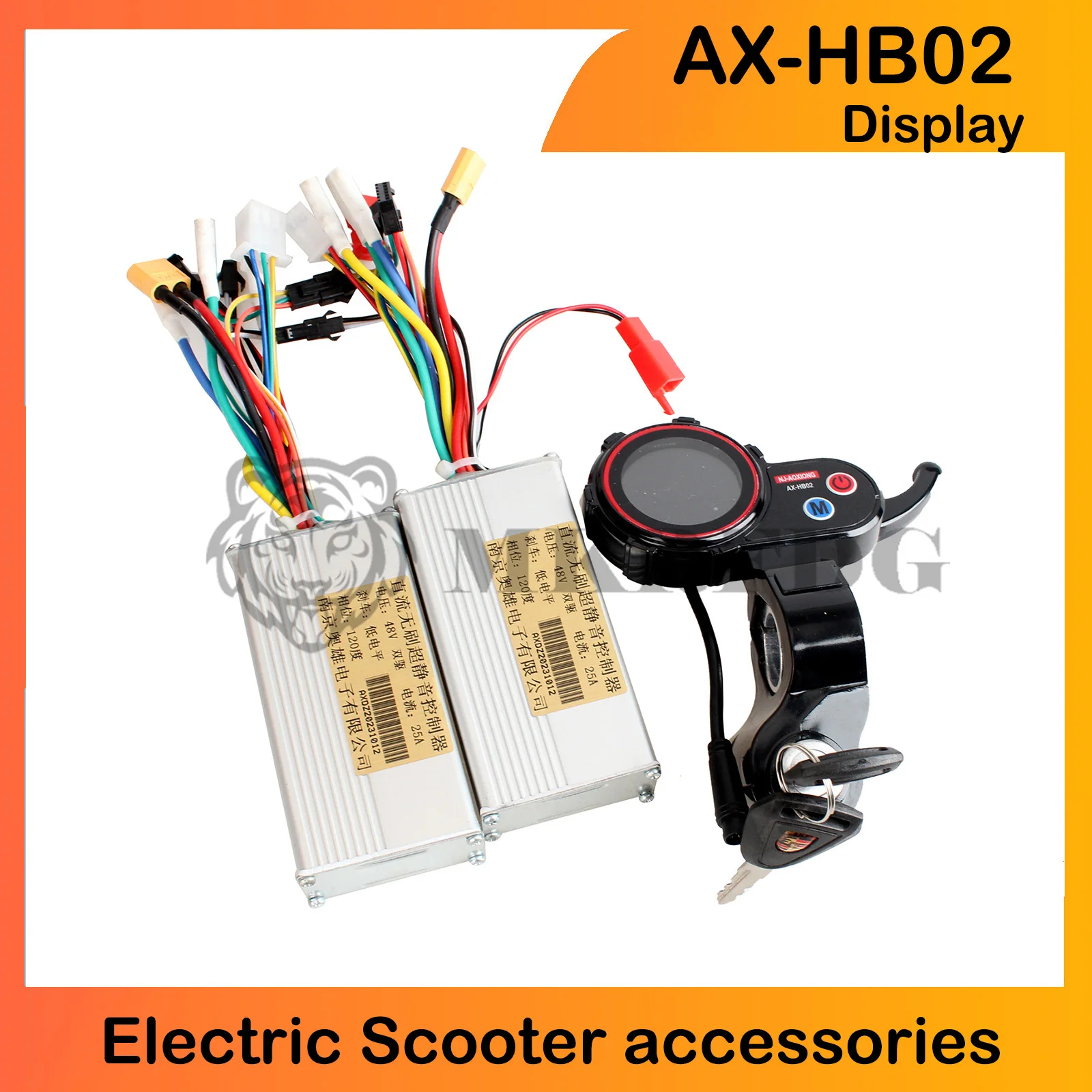 Dual Drive Brushless Motor Controller NJAX HB-02 36V 48V 25A LCD Accelerator Throttle For Electric Scooter With Electric Switch