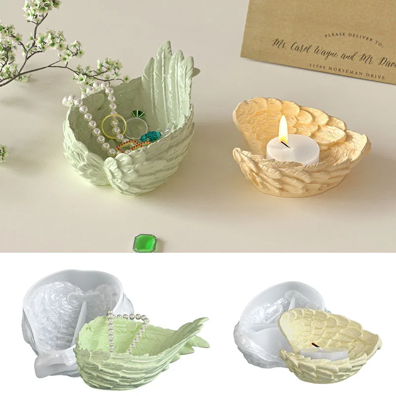 

2 шт. 3D силиконовые формы для крыльев DIY ремесло изготовление коробка для хранения плесень для штукатурки хранение ювелирных изделий эпоксидная смола украшения для домашнего декора
