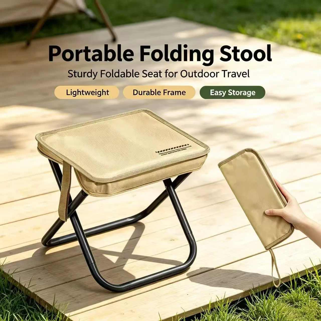 Magza Tabouret pliant portable ultra léger, chaise légère pour le camping en plein air, la pêche, les voyages en métro et en train