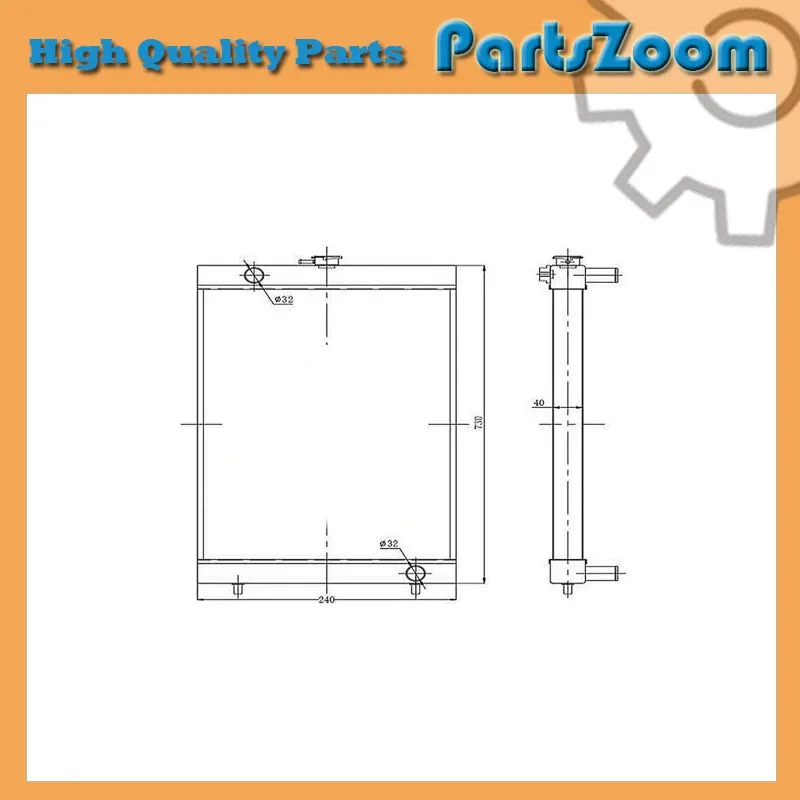 For Doosan Excavator DX60 Water Tank Radiator Core ASS'Y