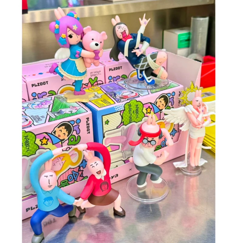 

New Genuine Illustrator Irasutoya X My Friend Rabbit Let'S Merge Together Series 11cm Blind Box Pink Rabbit Funny Model Toys