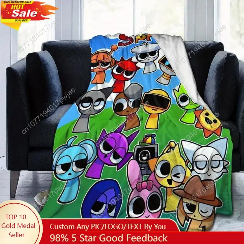 

Soft Funny Throw Blanket Ultra Sprunki Ultra- Flannel Cozy Colorful Cartoon Design For Living Room Office Custom blankets