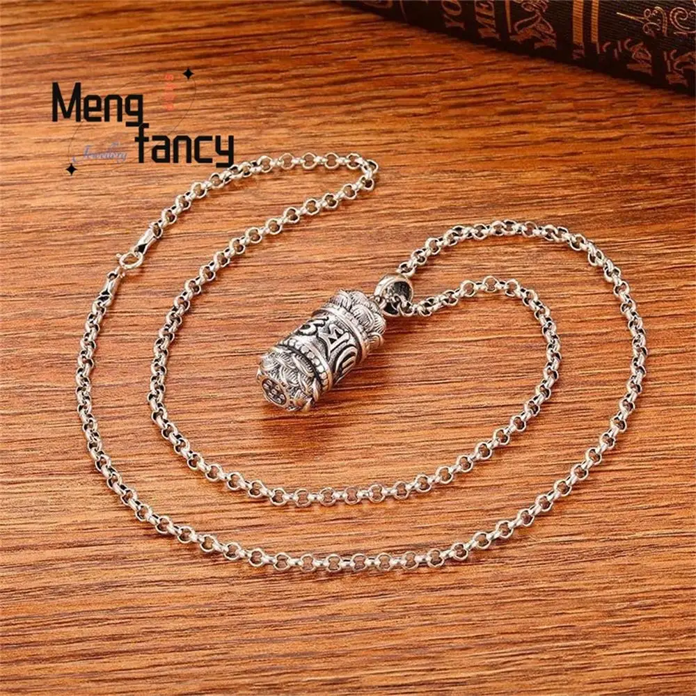 990 Silver Vintage Six Words of Proverbs Pendant Charms Fashion Women Men Necklace Amulets Mascots Jewelry Luxury Holiday Gifts