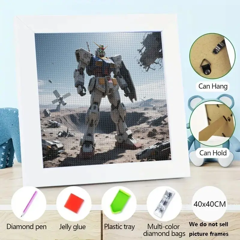 

1 шт. DIY 5D Полный круглый набор для алмазной живописи с Epic Gundam RX-78-2 Mecha Robot Аниме Научно-Fi Настенный художественный декор 40x40 см для Adu