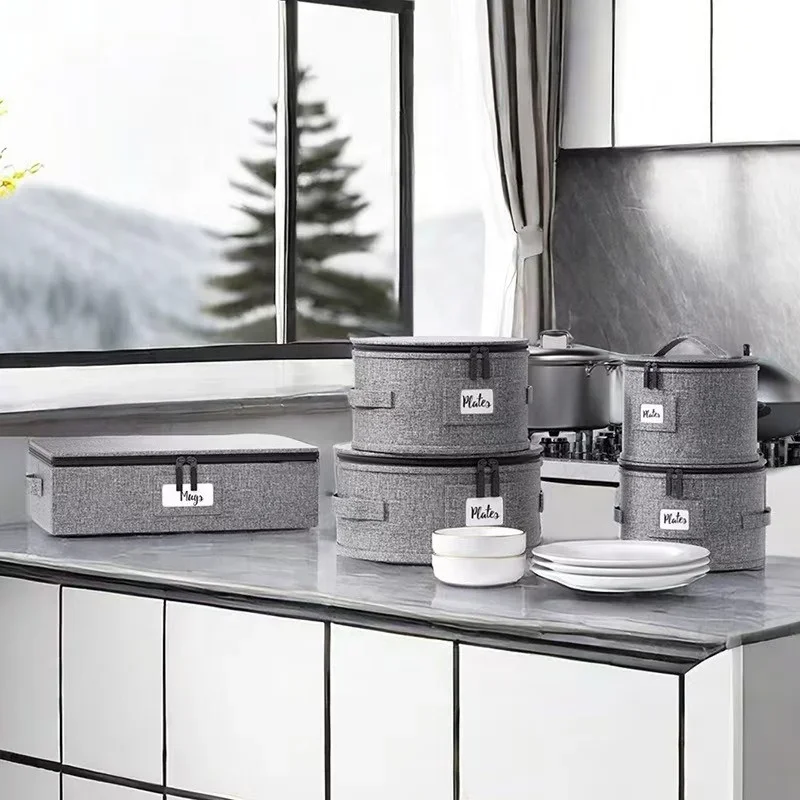 2026 Unique Coffee Cup Storage Box With Baffle, Durable Storage Container Set, For Tableware Storage, Ceramic Plate Storage Box,