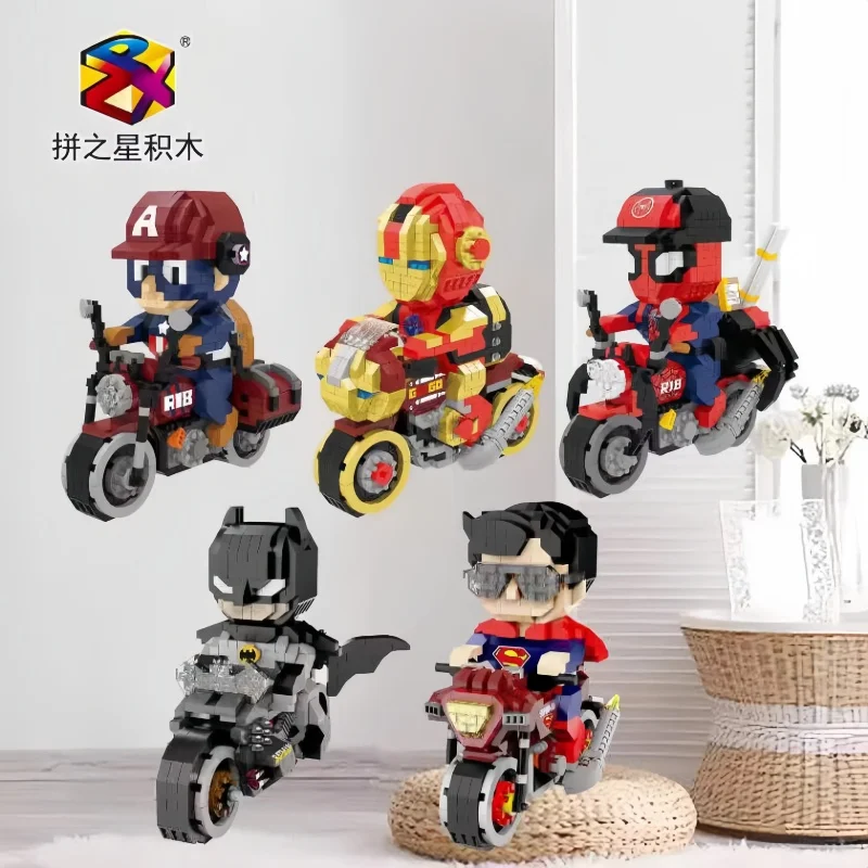 

Фигурка Бэтмена с микро-строителем, мотоцикл Супермена, супергерои, 3d модель-головоломка, мини-игрушки из фильма для детей, подарки, игрушки