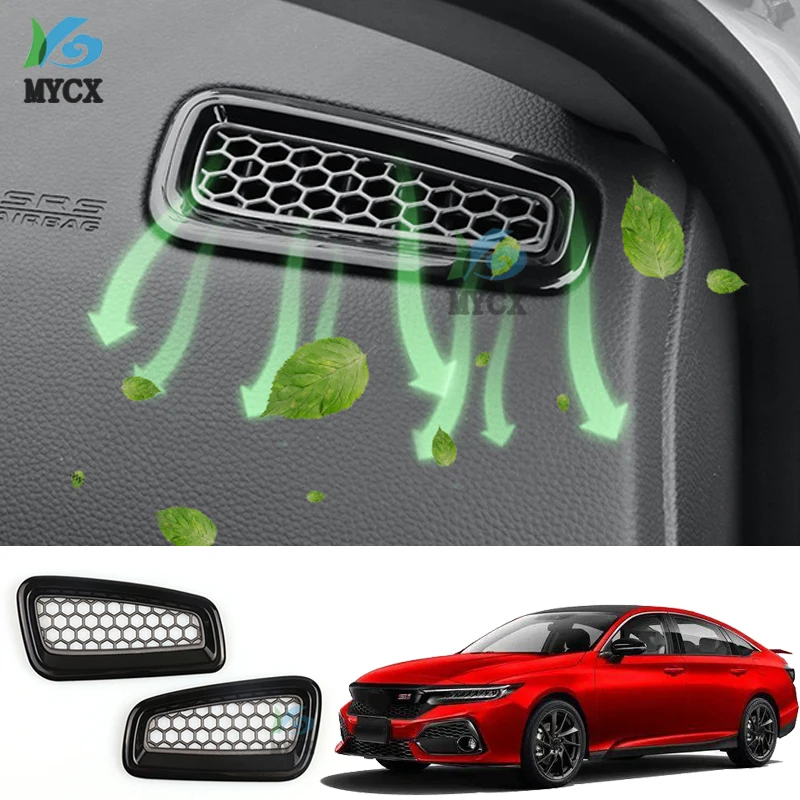 

Для Honda Civic 11th 2022 2 шт. глянцевый черный, карбоновая пайка, красный ABS кондиционер вентиляционная рамка отделка автомобильные аксессуары