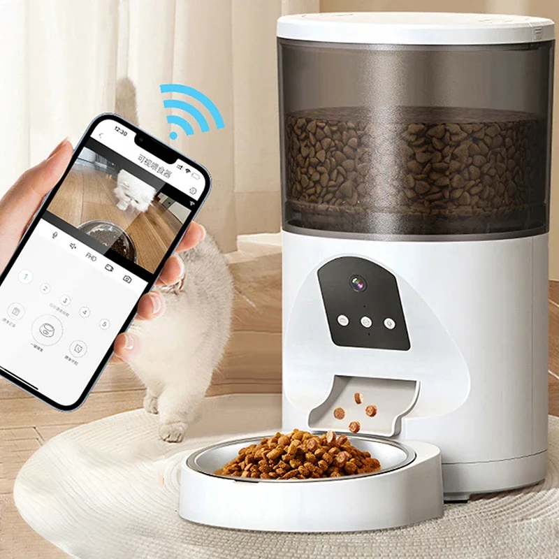 Smart wifi automatic pet feeder cat food dispenser intelligent automatic cat feeder with camera for dogs multi 6L pets dry food