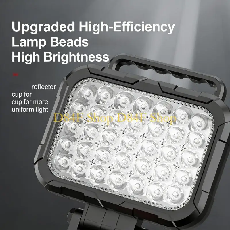 D84F LED Work Light High Brightness Output Work Lamp 2 USB Port Adjustable Angles