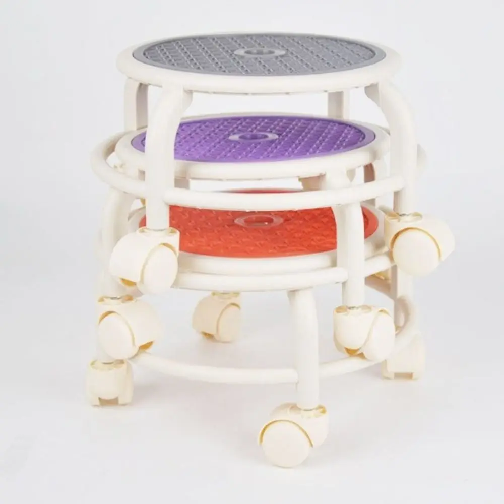 

Универсальное колесо 360° ° Вращающийся табурет на колесиках, маленький, удобный, низкий, многофункциональный, пластиковый, для дома и маникюрного салона