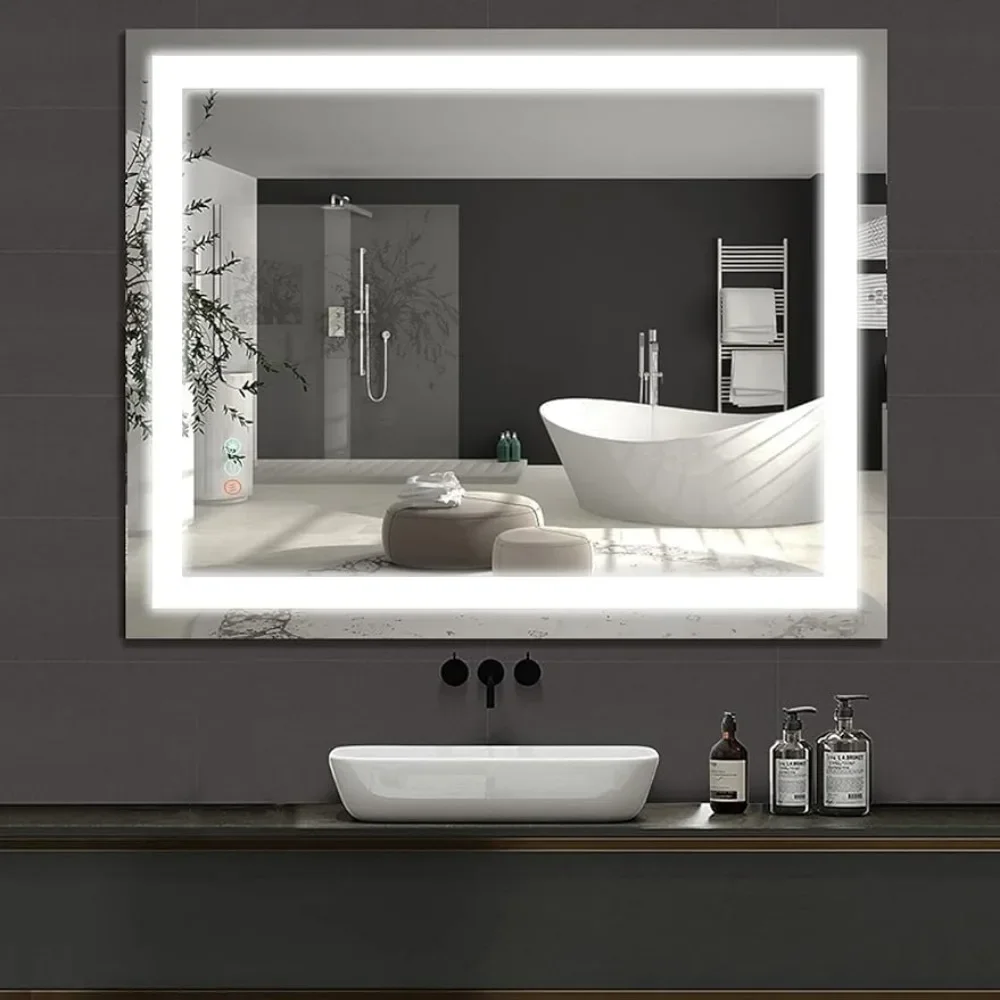 

Toilet Shower Mirror With Led Light for Bathroom Wall Mirror With Lighting Dimmable Touch Switch Control Mirrors Makeup Fixture