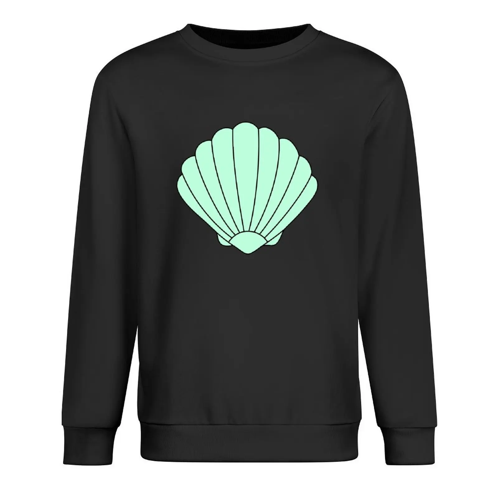 

Light Aquamarine Seashell Icon Pullover male clothes japanese style mens clothing anime sweatshirt