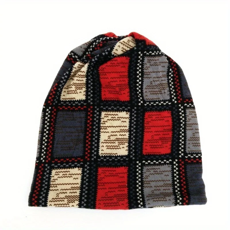 

Plaid Beanie with Neck Warmer Windproof Thermal Design for Women Autumn Winter Outdoor Activities Multi-Function Headwear
