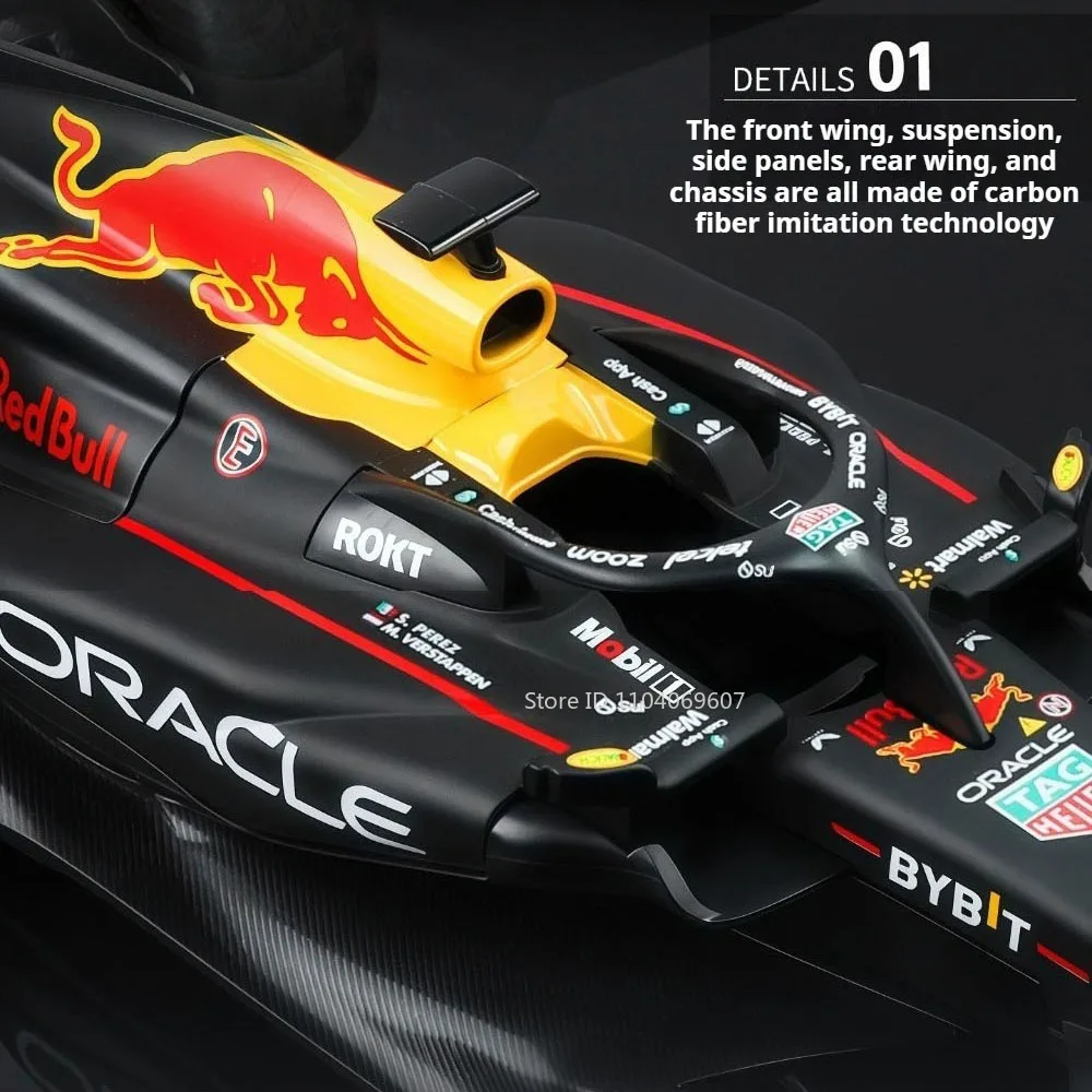 1:18 Scale Oracle Red Bull Racing RB19 Toy Model Car Metal Diecast Slide Forward Front Wheel Steering Collection Car for Friends