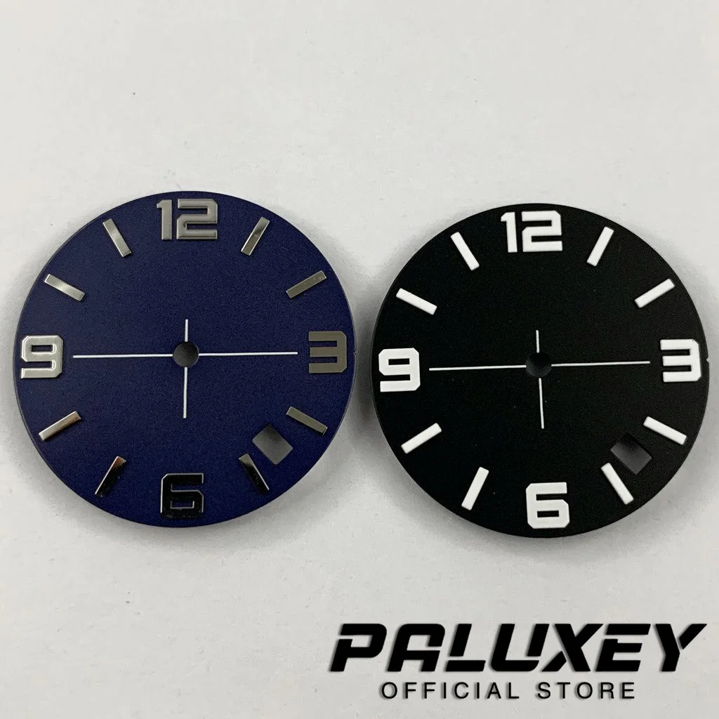 Esfera de reloj negra y azul de 28,5mm, esferas de reloj NH35 para piezas de repuesto de movimiento NH35A 4R35 NH70