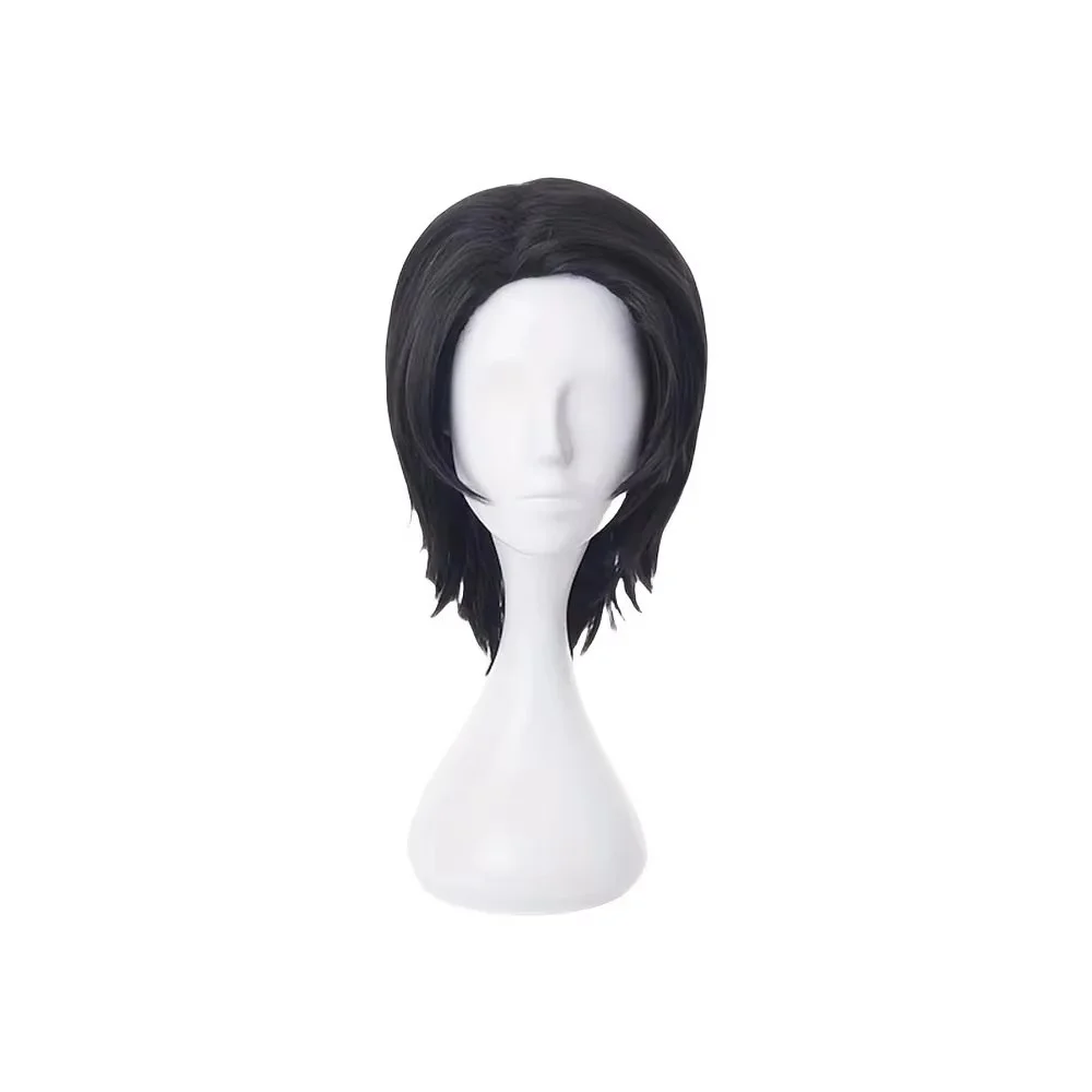 Black Short Cosplay Wig For Men Women Anime Layered Spiky Hair With Side Bangs Cool Boy Halloween Costume Synthetic Hairpiece