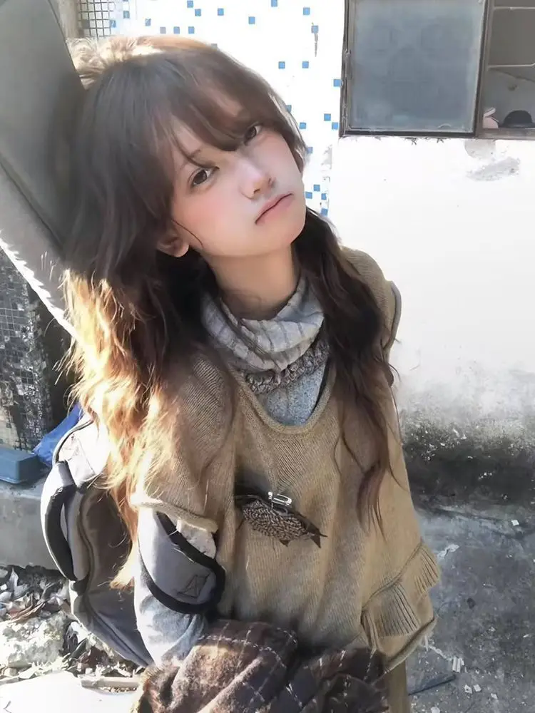 

Японский кавайный вязаный свитер, женский повседневный тонкий комплект из 2 предметов Y2k, милый пуловер с длинными рукавами, женские винтажные костюмы, субкультура