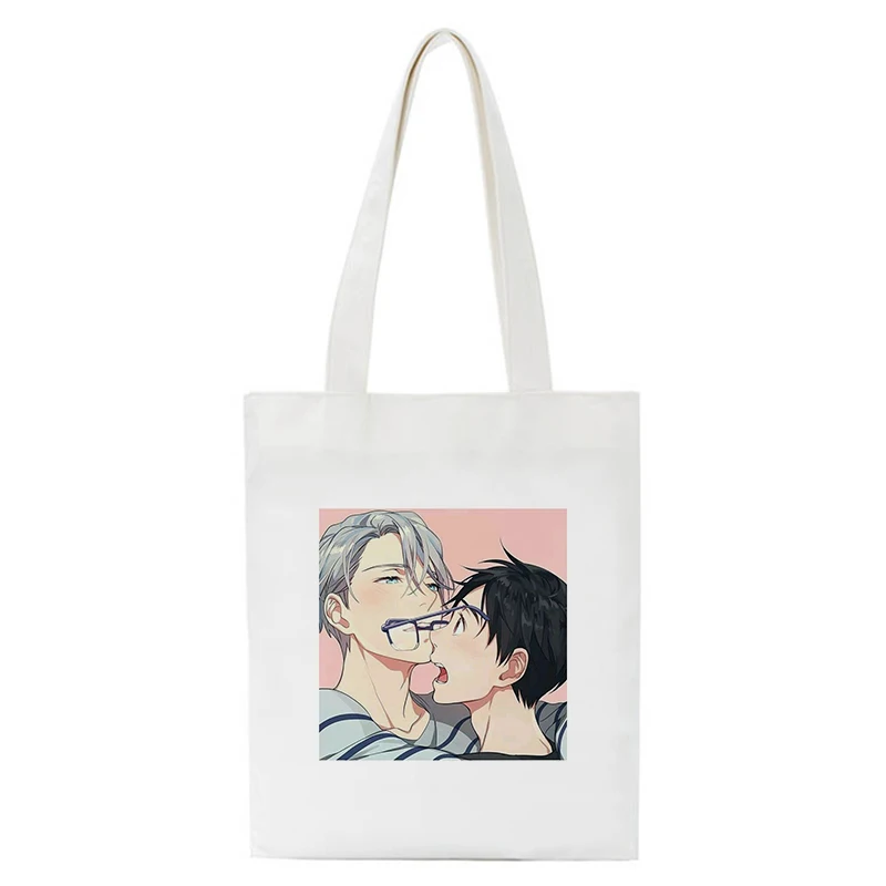 Kawaii Shopping Bag Yuri On Ice BL Yaoi Tote Bag Anime Manga Shopper borse borse a tracolla borsa donna elegante borsa di tela