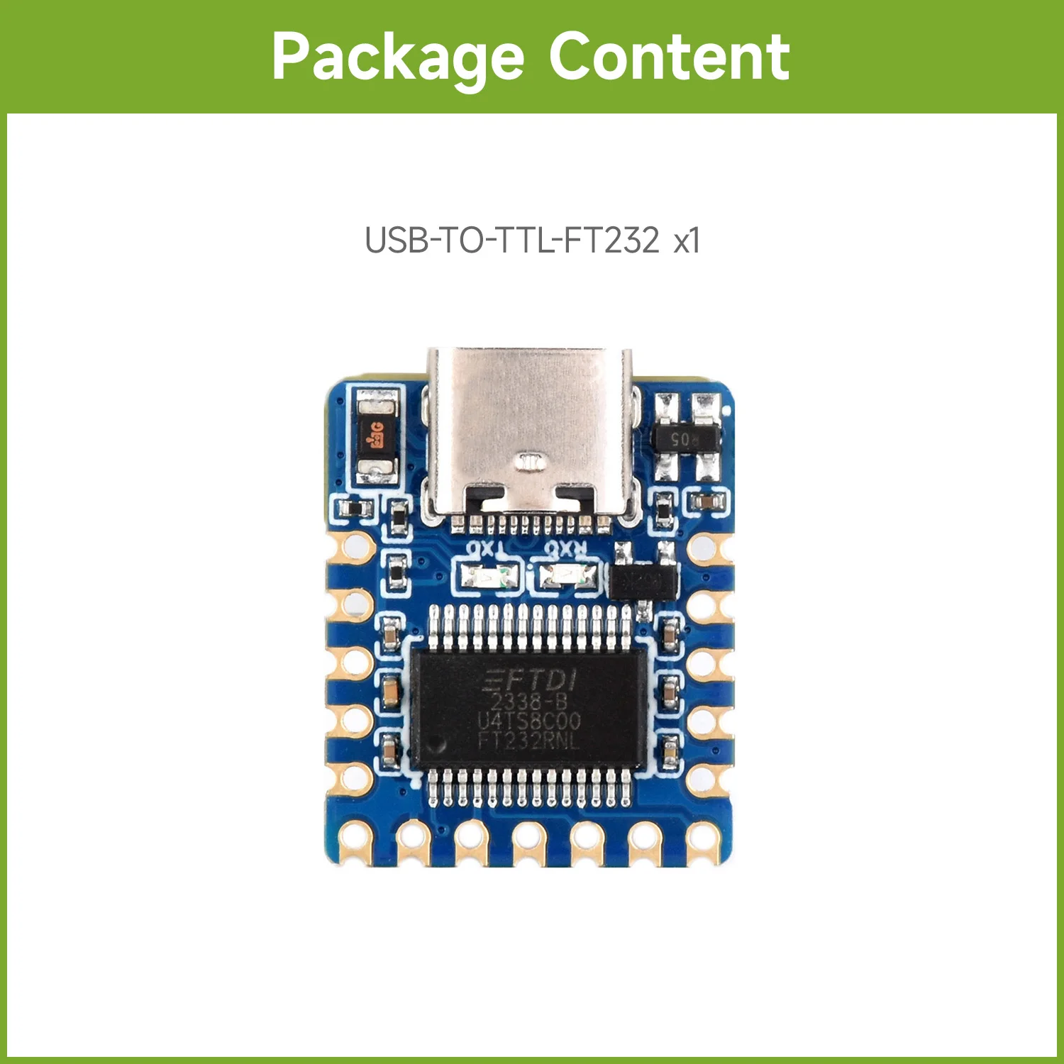 Waveshare USB To UART (TTL) Mini Communication Module, Stable Communication, for Win7/8/8.1/10/11, MacOS, Linux, Android