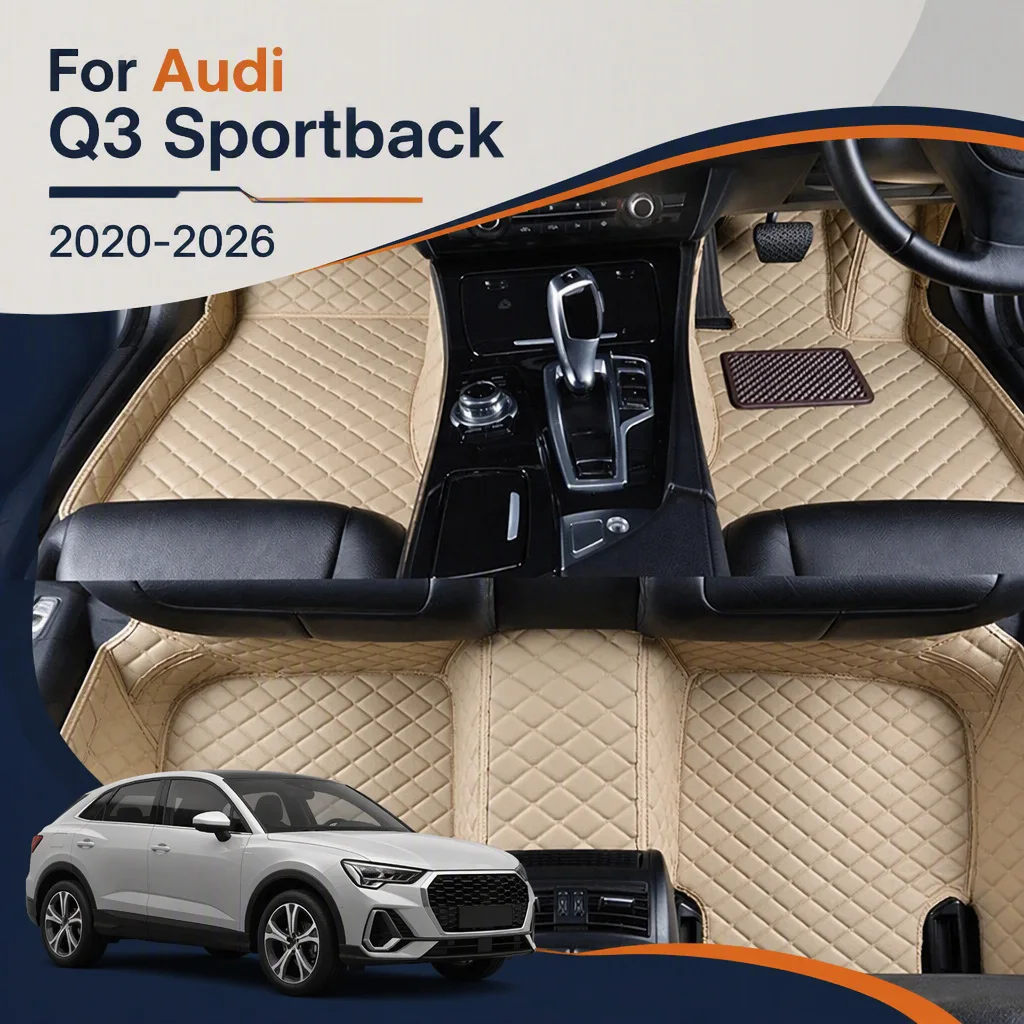 RHD Car Floor Mat for Audi Q3 Sportback 2020 2021 2022 2023 2024 2025 2026 Leather Carpet Car Accessories Car Interior Decor
