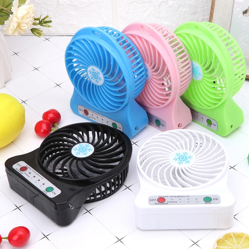 Ventilatore portatile da esterno a LED ventilatore ad aria Mini scrivania ventilatore USB con batteria al 18650 tramite caricatore USB Powerbank porta USB per PC