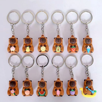 1Pcs Kawaii Cartoon Mini Capybara Keychains Charms Bright Animal Bag Earphone Keychain Cute Car Pendants Decoration Keyrings