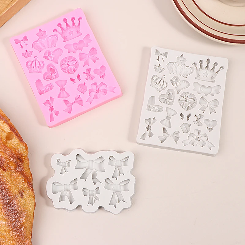 Stampo in Silicone per torta fondente 3D a forma di fiocco a corona per stampi in argilla polimerica fai da te strumento per la decorazione della torta di pasticceria al cioccolato da cucina