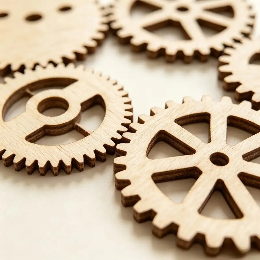 1/5/10/20/50/100pcs Assortment of 50 Wooden Gears, Wood Shavings, Craft Supplies, Retro Style, Home Decor, Ornaments Mixed Color