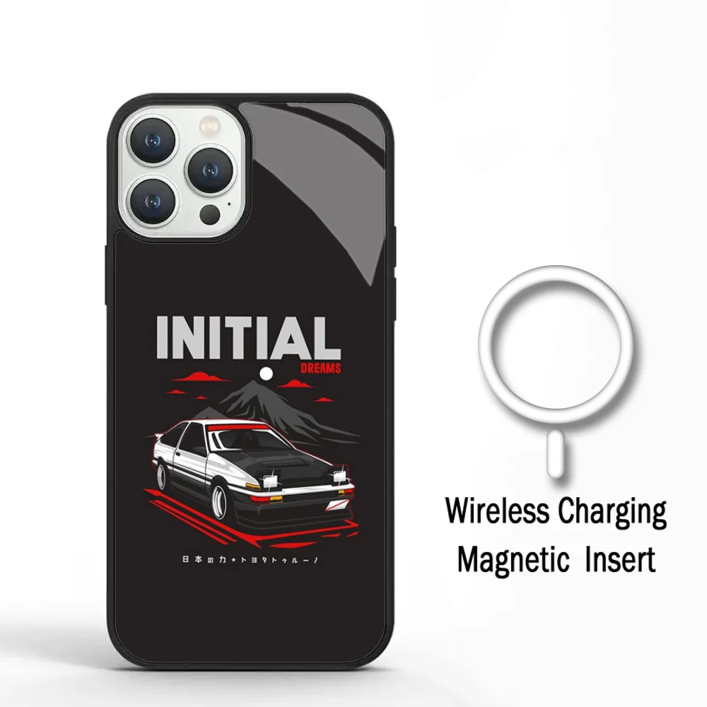 Initial D AE86 Tail Light Phone Case For IPhone 11 12 13 14 15 Plus Pro Max Mirror Acrylic Cover For Magsafe Wireless Charging