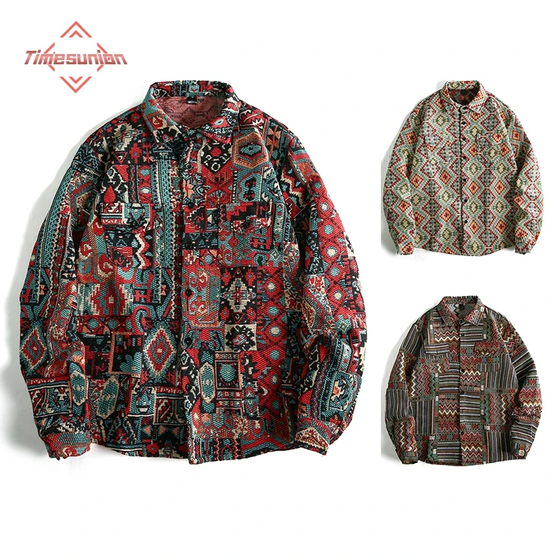 

Весенне-осенняя новая рубашка-пальто, мужская жаккардовая трендовая рубашка снаружи, мужская национальная ветровая повседневная куртка с лацканами, мужской топ