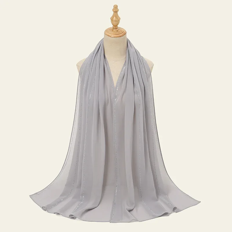 

Pearl Chiffon Diamond Scarf Muslim Women Hijab Headscarf Wrap Shawls Bandanas Headband Bufanda Foulard Turbante Mujer Scarves
