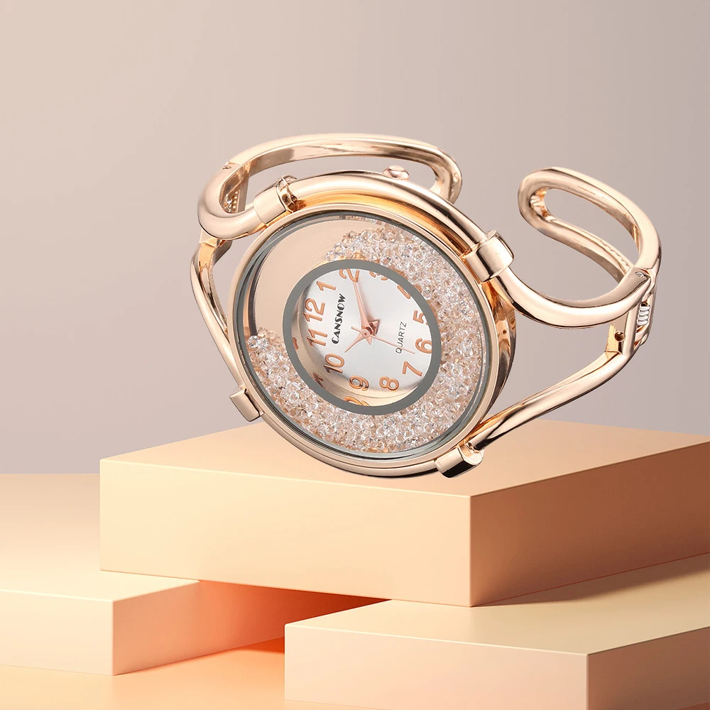 Relojes de Mujer, Reloj de pulsera de cuarzo con diamantes dorados, Reloj de pulsera con esfera grande para Mujer, Reloj de acero inoxidable, regalo