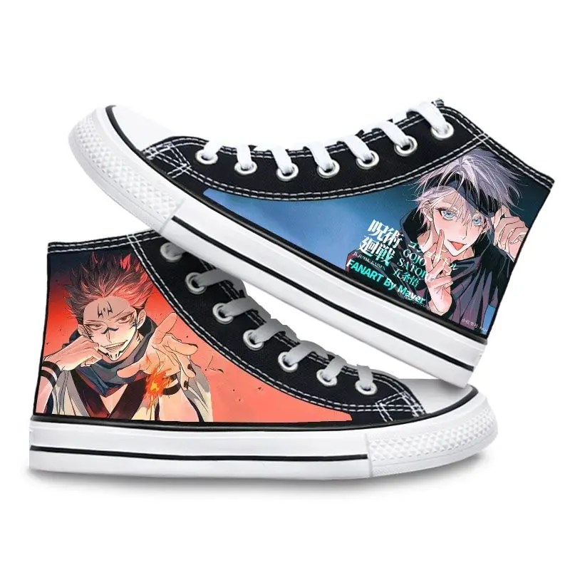 Jujutsu Kaisen Anime Merchandise Sneakers Satoru Gojo and Ryomen Sukuna Printing Casual Canvas Shoes Comfortable Flat Shoes Gift