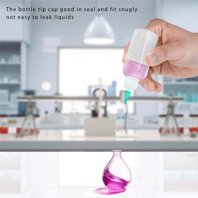 Bottiglia per applicatore con punta di precisione ABUD, ago e tappo con punta smussata, bottiglia da spremere con punta dell'ago 18G 20G 25G, bottiglia con contagocce per olio