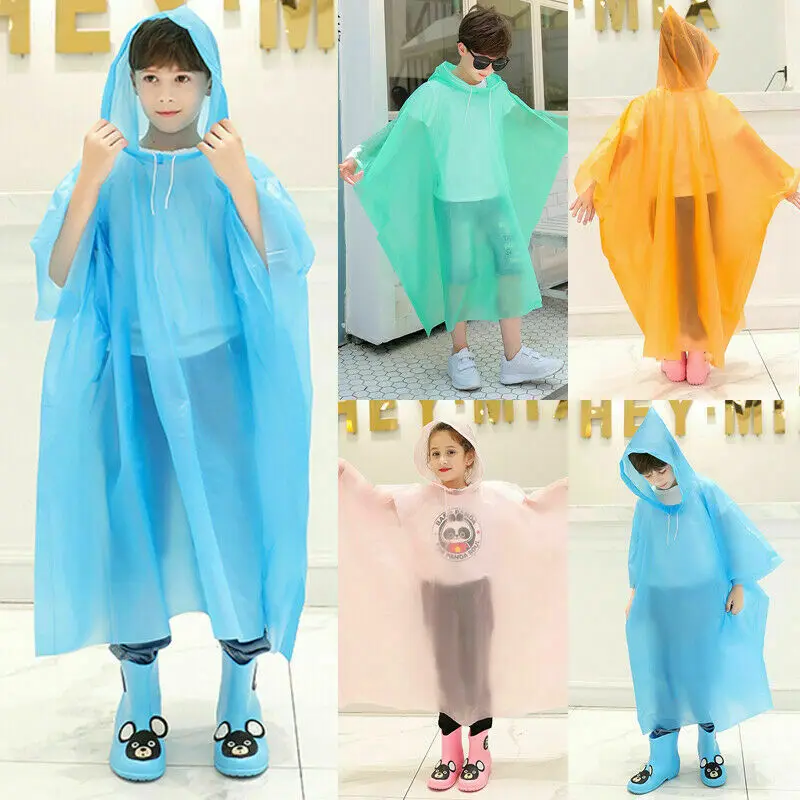 Fashion EVA Children Adult Raincoat Kid Adult Thickened Waterproof Rain Coat Girl Boy Outdoor Hiking Travel Reusable Rain Jacket