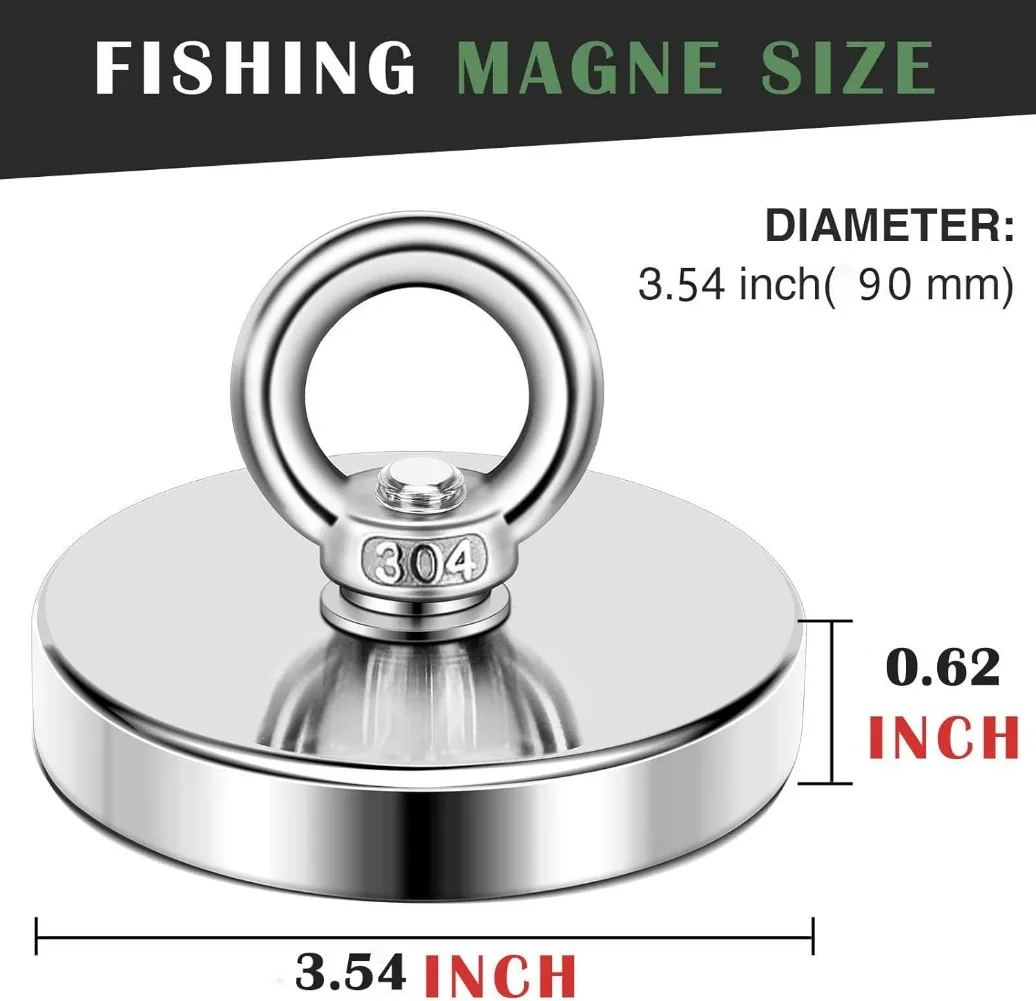 STICKIN Super Powerful Magnet Neodymium Fishing Magnets Search Aimants Puissants Magnet with Eyebolt for Lake Salvage Magnetic