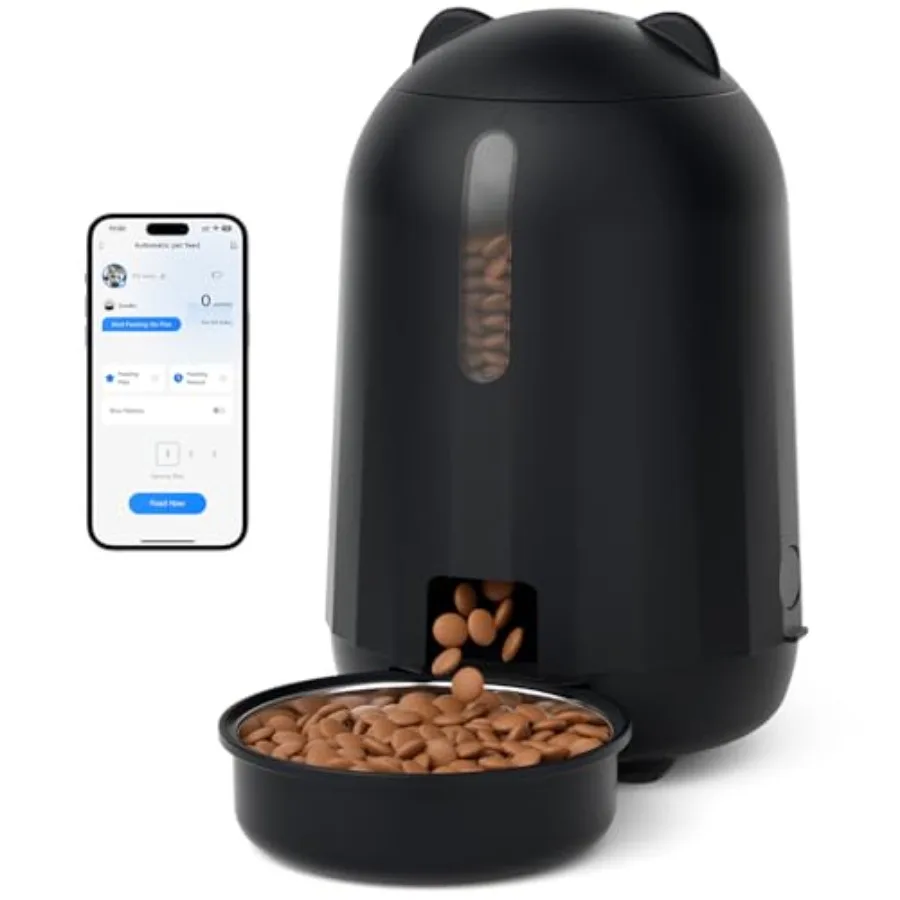 

Automatic Cat Feeder with App, 2.4G WiFi Cat Food Dispenser, 3L Timed Cat Feeders for Dry Food, Slow Feeding Mode, Dual Power S