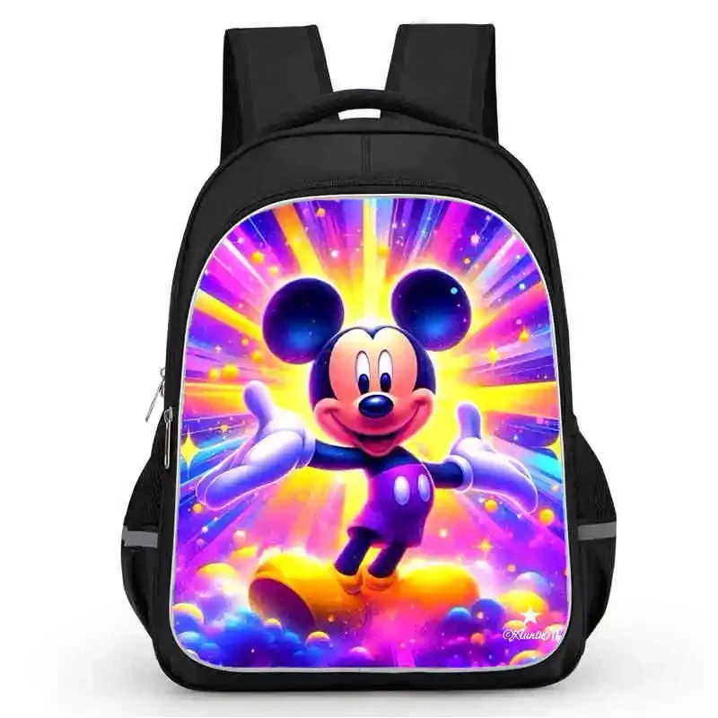 

School Backpack with Double Zipper Pocket,Cartoon Mickey Mouse School Bags for Boy Girl,Durable 16-in Child Backpack