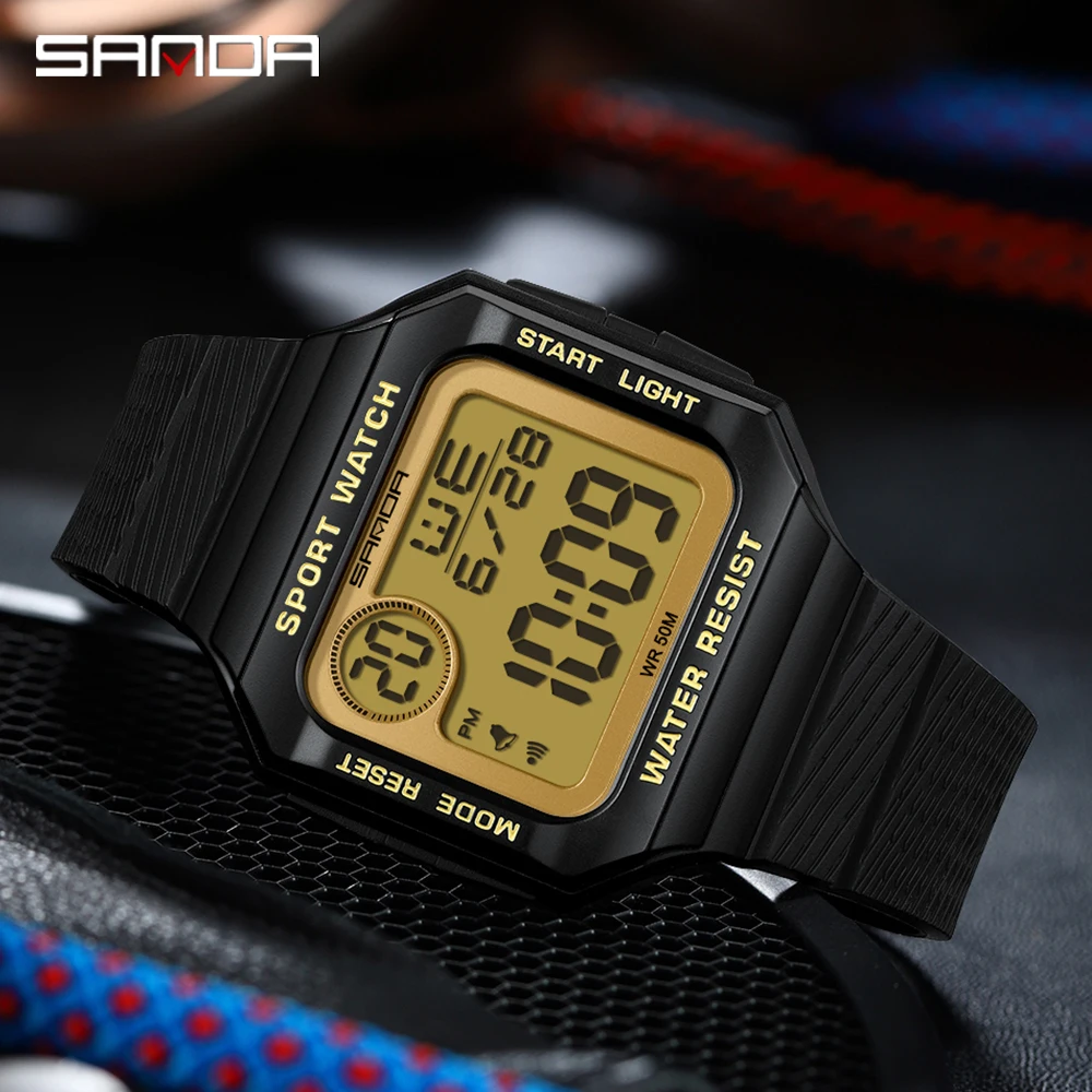 SANDA Digital Watch Men Military Sport Wristwatch Top Brand Luxury LED Stopwatch Waterproof Male Electronic Clock Original 2129