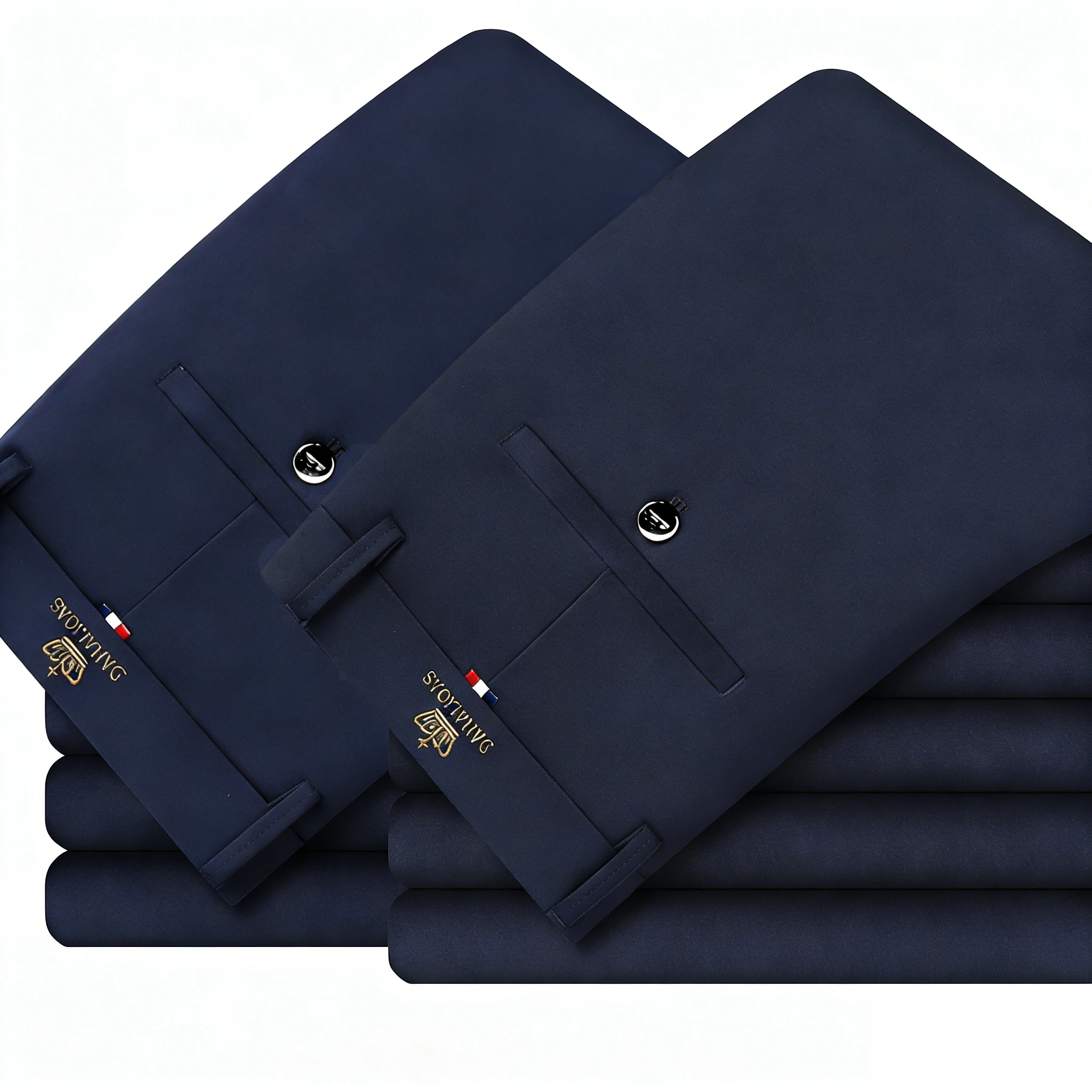 2 Pack Autumn Men's Business Casual Trousers Embroidery Decor Soft Fabric Dress Pants for Male Daily Office Outfit Kit