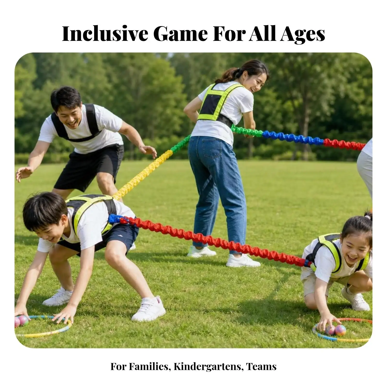 Multicolor Elastic Rope for Group Games Kids Adults Stretchable Pull Rope Outdoor Team Building Exercise Gear for Shared Play