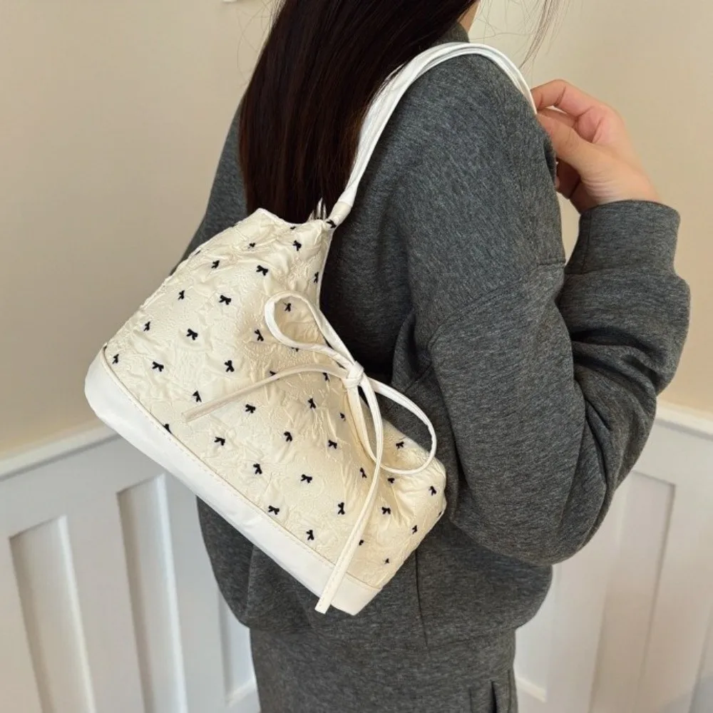 Simple Style Bowknot Underarm Bag Versatile Design Durable Sweet Shoulder Bag Portable Multi-functional Contrast Handbags Travel