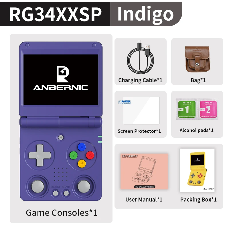 ANBERNIC RG34XXSP Flip Handheld Console 3.4'' IPS Screen Linux 64