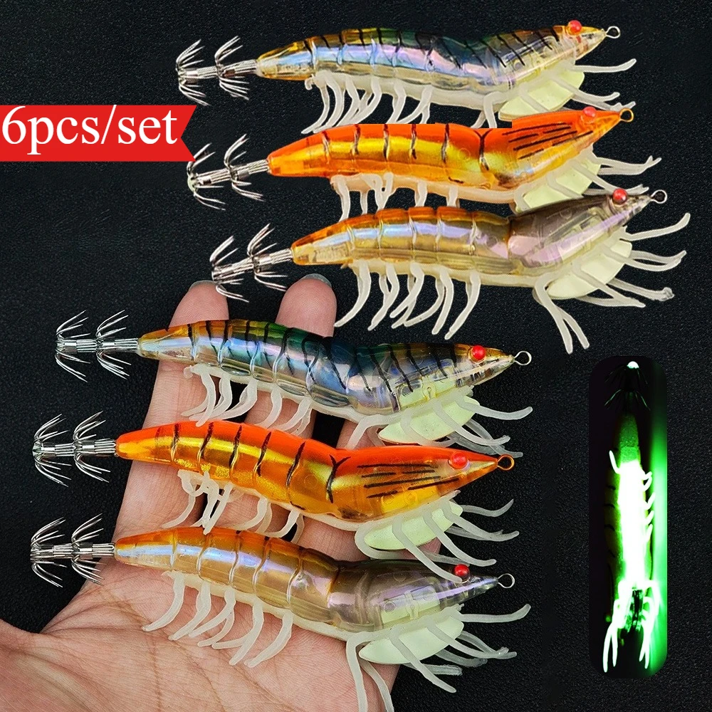 6-pcs-set-12cm-27g-brilho-camarao-iscas-de-pesca-luminosa-lula-gabarito-gancho-polvo-camarao-camarao-isca-choco-acessorios-de-pesca