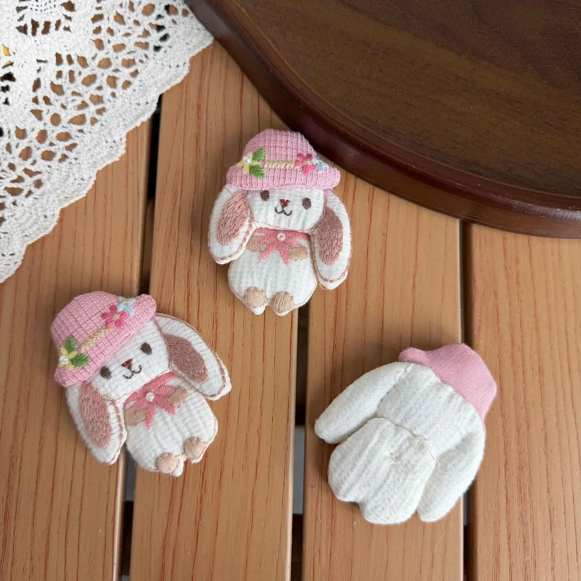 

Premium Stuffed Fabric Rabbit Hair Barrette DIY Keychain Bag Charm 3D Cartoon Plush Toy for Shoes Hat Embellishment