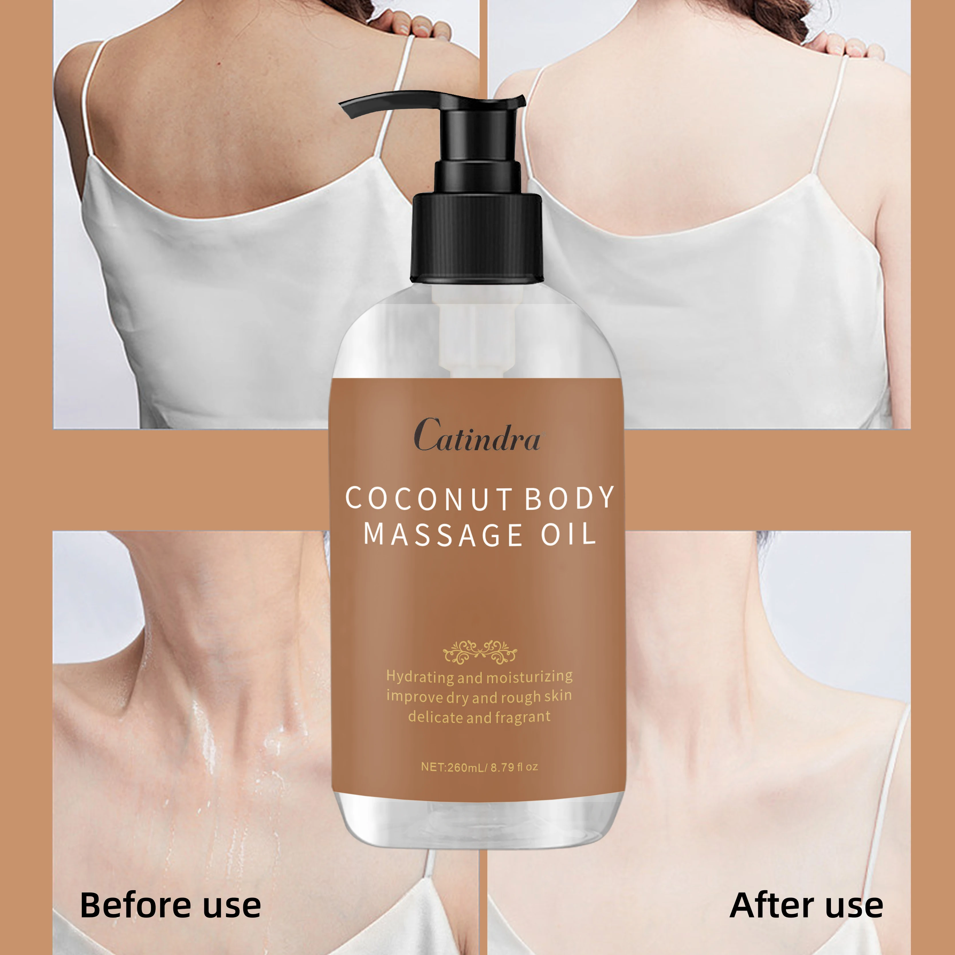 Catindra Body Smooths Skin Coconut Massage Oil Replenish Collagen Skin Tightening Moisturizing Firming Body Cleansing Essence