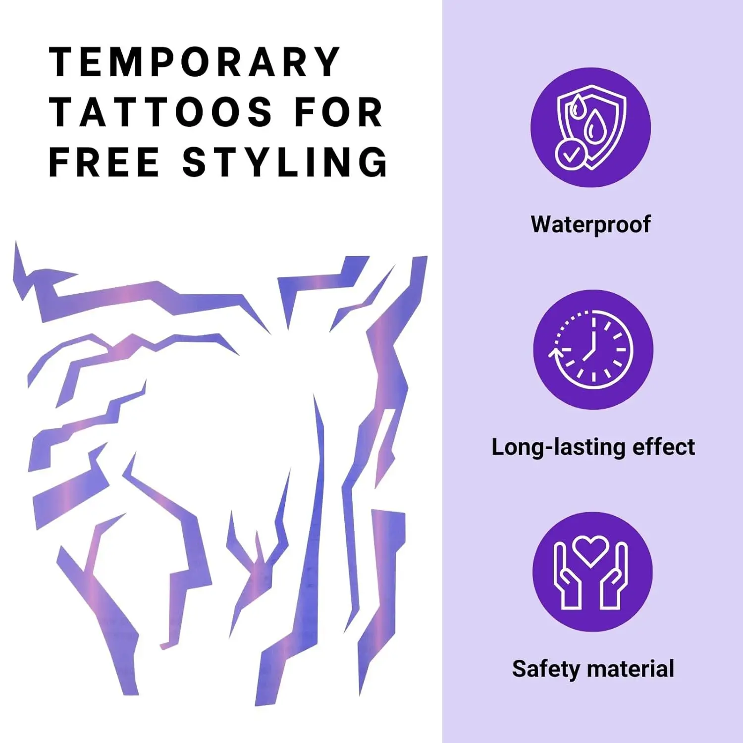 

K-pop Demon Hunters Rumi Purple gradient temporary tattoo realistic waterproof body art,perfect for cosplay Halloween and party